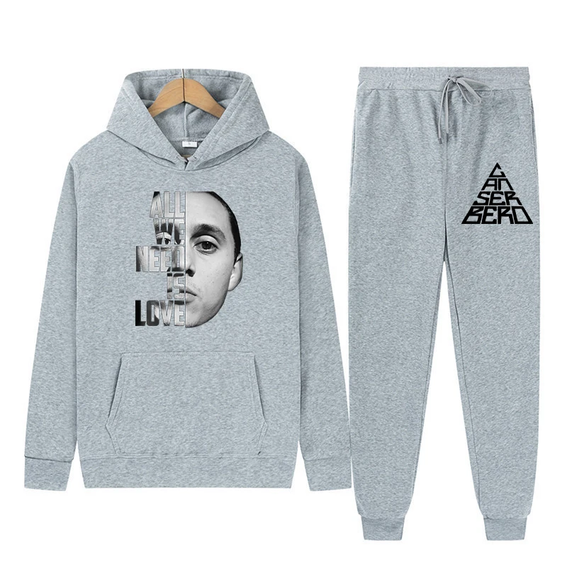 

Canserbero Pop Singer Hoodie Jogger Pants Two Piece Set Sweatshirts+Sweatpants Fashion Casual Long Sleeve Hooded Pullover Suits