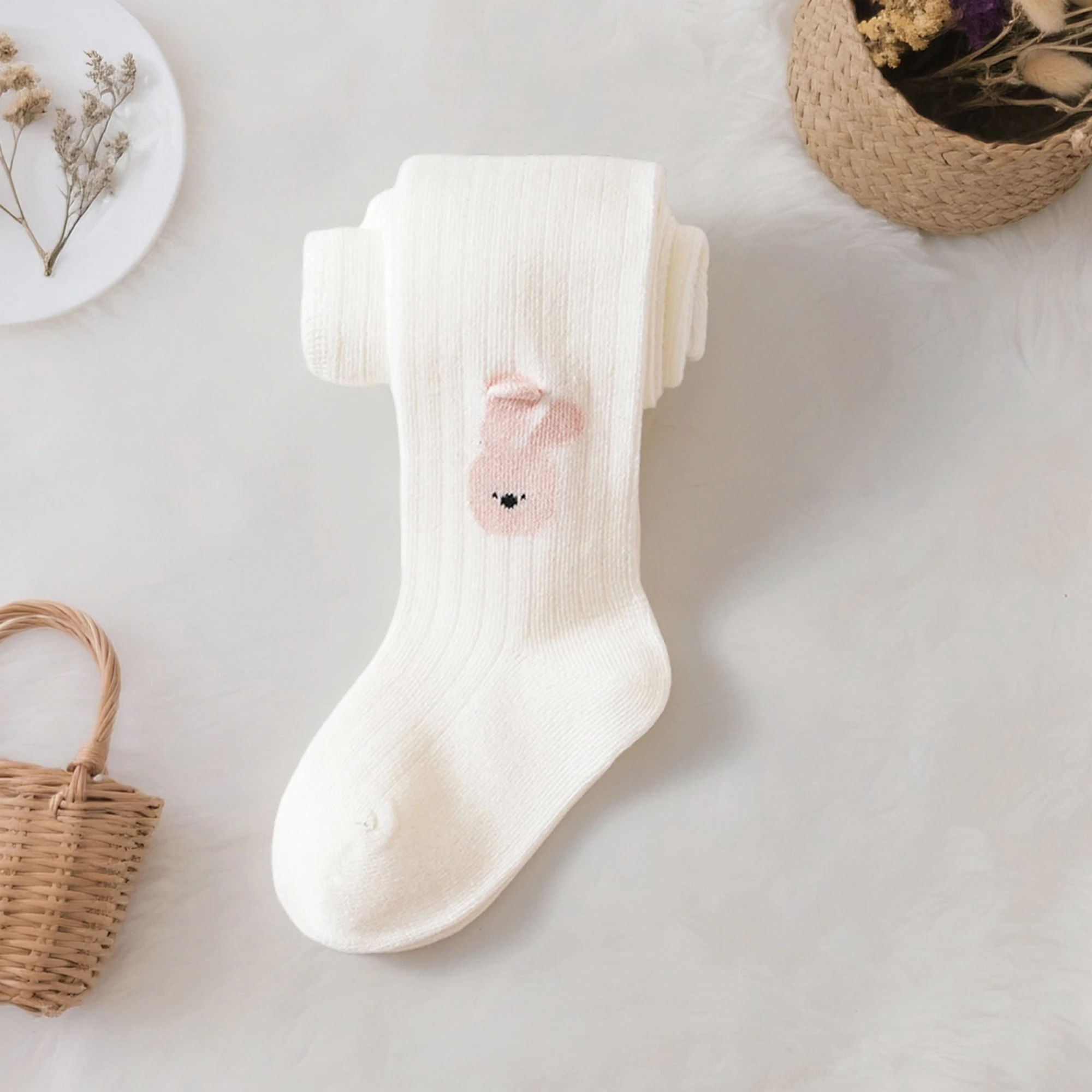 ユニコーンフラワーハートデザインの愛らしいベビーガールレギンス - 小さな女の子のための柔らかく伸縮性のある幼児用タイツ