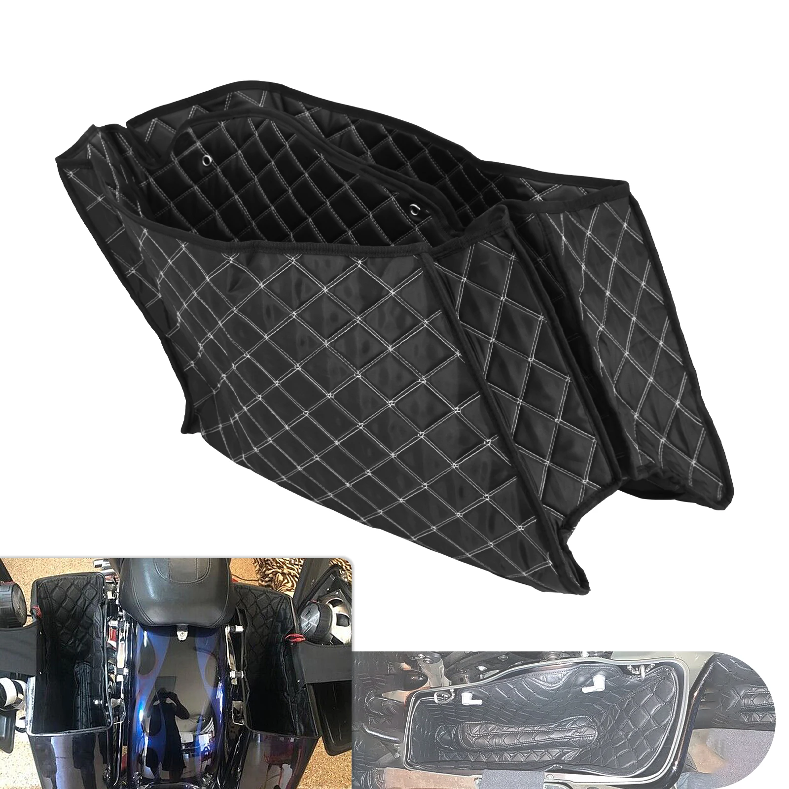 Motorrad-Dekorativer 4" verlängerter Satteltaschen-Einsatz mit weißer Linie für Harley Touring 2014-2023