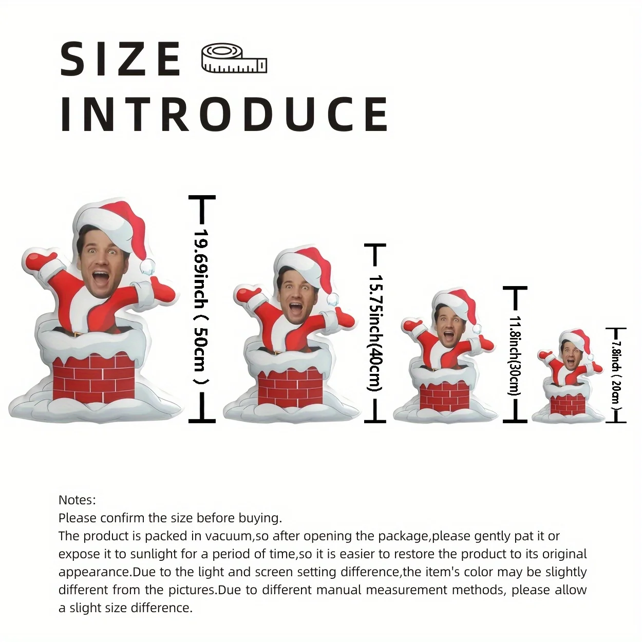 1 holiday Christmas gift plush cushion customized Santa Claus chimney design with personalized photos, durable polypropylene