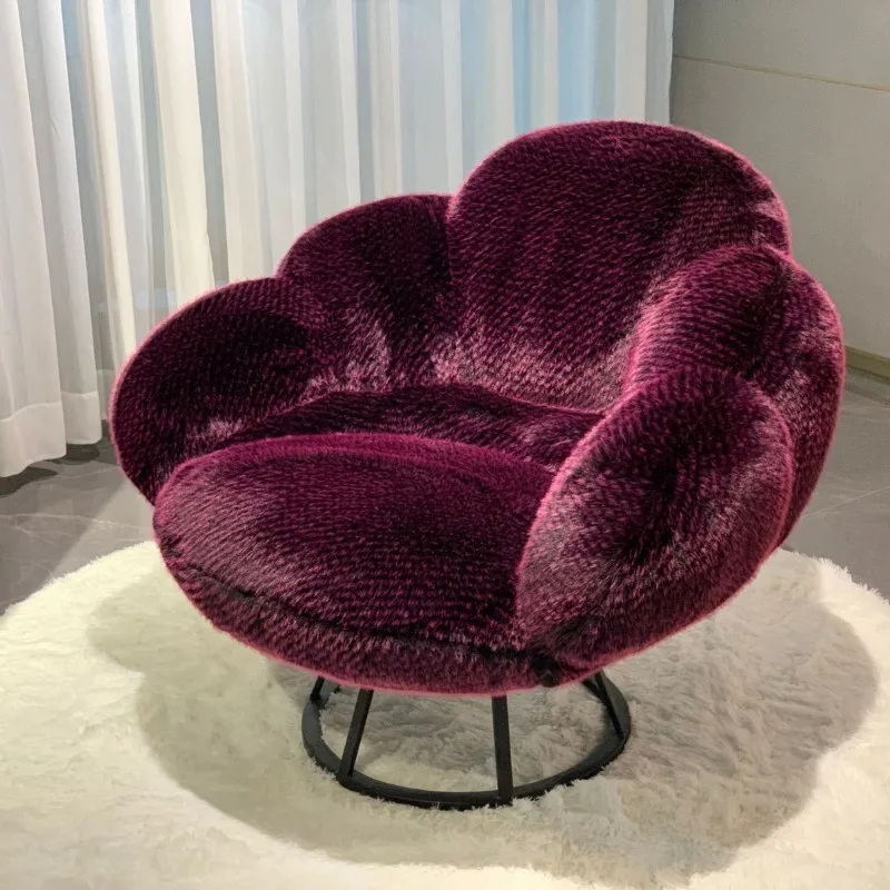 Divano letto singolo Sedia girevole pigra in stile crema minimalista italiano di design in velluto di visone per soggiorno balcone