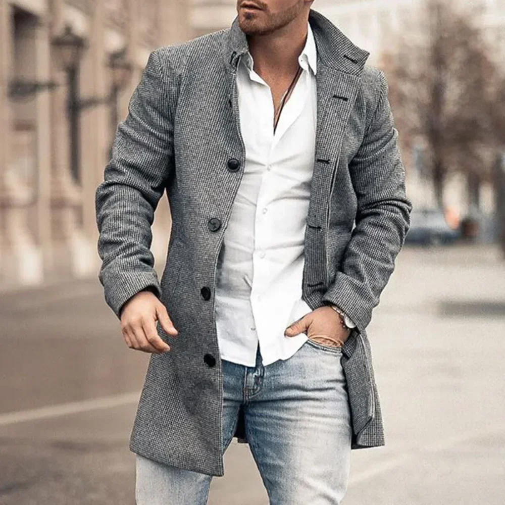

Customizable 2024 New UZZDSS Men's Long Jackets Autumn Long Sleeve Button Casual Winter Outerwear