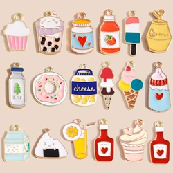 10pcs Mix Enamel Cute Food Drink Ice Cream Cake Juice Cola Charms Pendants for Necklaces Handmade DIY Jewelry Making Accessories