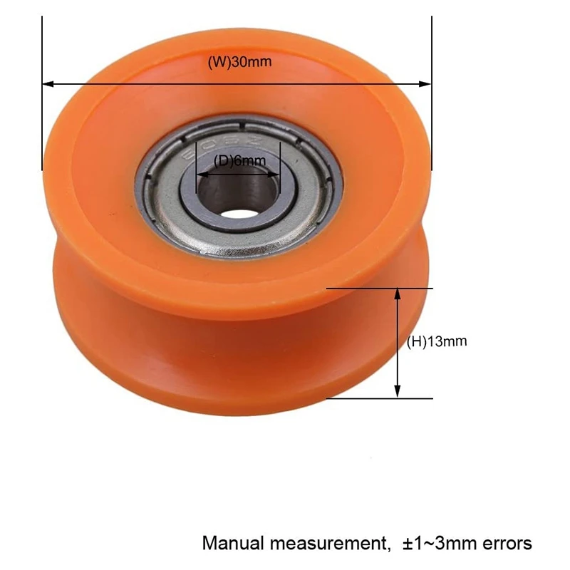 16 peças 6x30x13mm plástico revestido selado rolamentos de aço 606zz u profundo sulco guia polia trilho rolamento de esferas roda