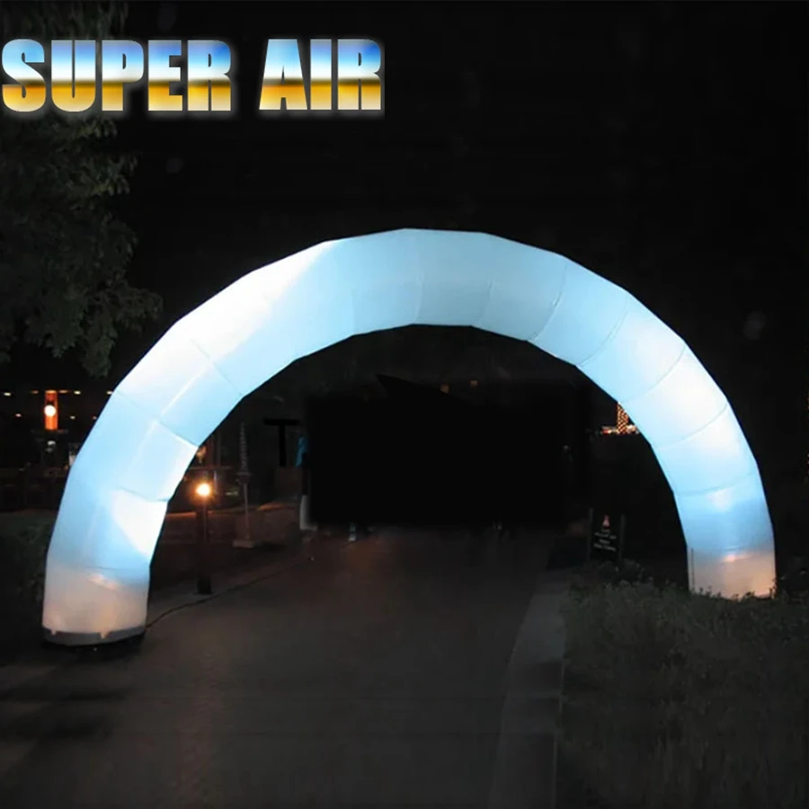 Arco inflable redondo multicolor de arco iris, tela Oxford personalizada profesional, iluminación para exteriores