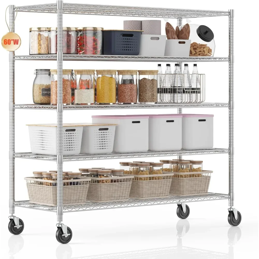 

5 Tier Storage Racks and Shelving, 24"x60"x82" Heavy Duty Metal Shelves for Storage, Industrial Shelving Unit w/3000LBS Capacity