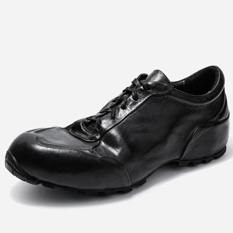 Horse Skin Breathable Comfortable Casual Shoes Men's Women's Anti Slip Height Increasing Shoes Horsehide Hand Sewn Daddy Shoes