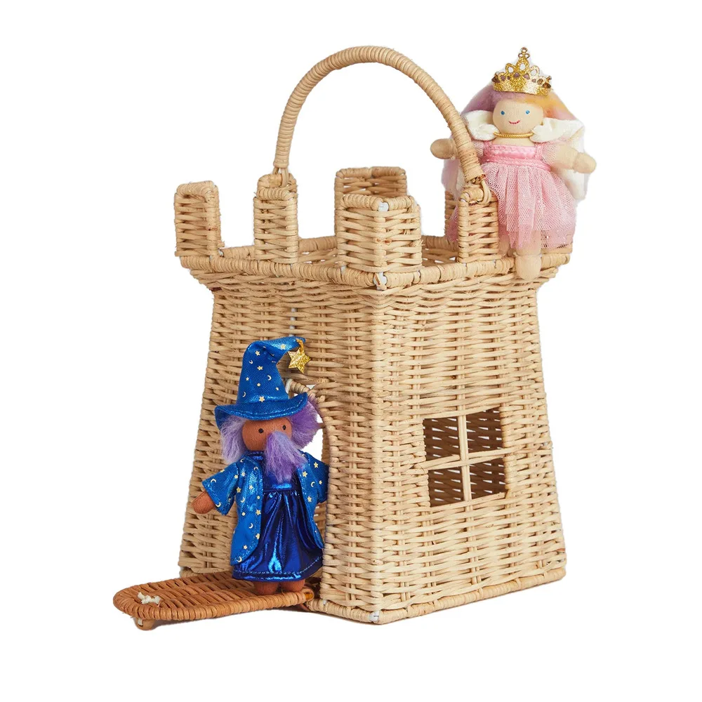 Pastoral hand-woven children's toys, baskets, Halloween decorations, rattan castles, small houses, photography props.