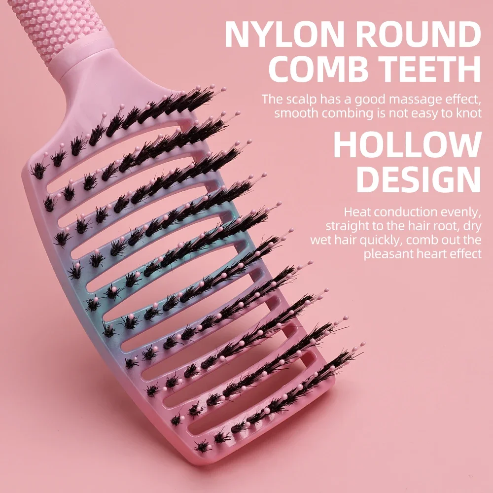 1pcs Magic Hairdressing Brush Scalp Massage Comb Women Nylon Bristle Professional Wet Curly Hair Brush Barber Hair Styling Tools
