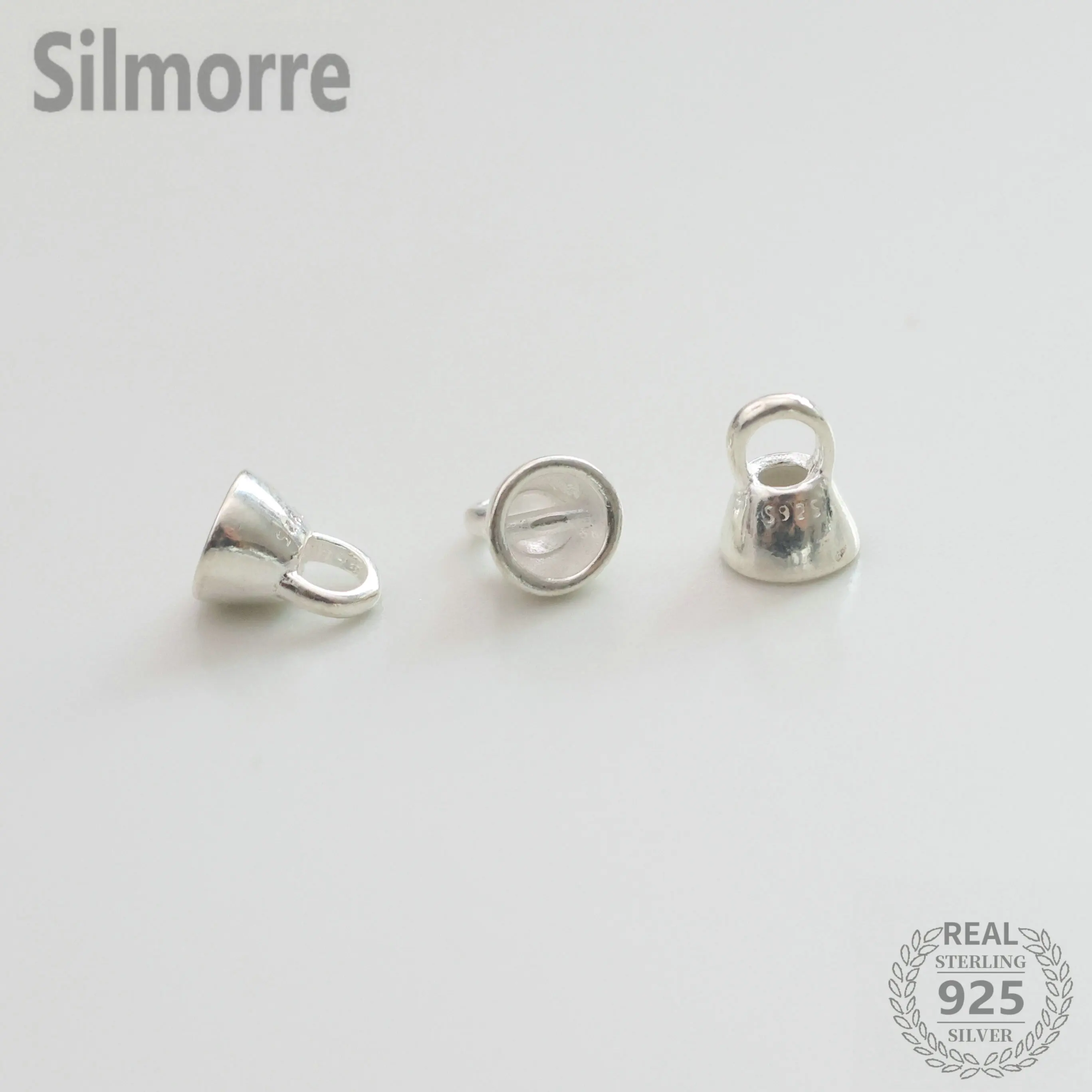 

2pcs 100% Solid 925 Sterling Silver Cap Shape Connector Hooks for DIY Fine Jewelry Finding JQ0139