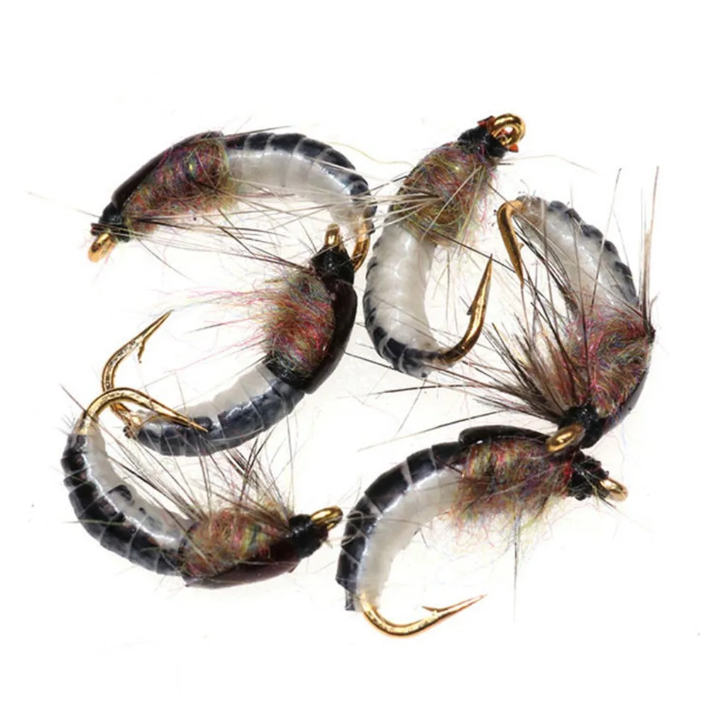 1PC 8#/10#/12#/14# Trout Fishing Realistic Nymph Scud Fly Nymphing Artificial Insect Baits Flying Lure Scud Worm Realistic Bait