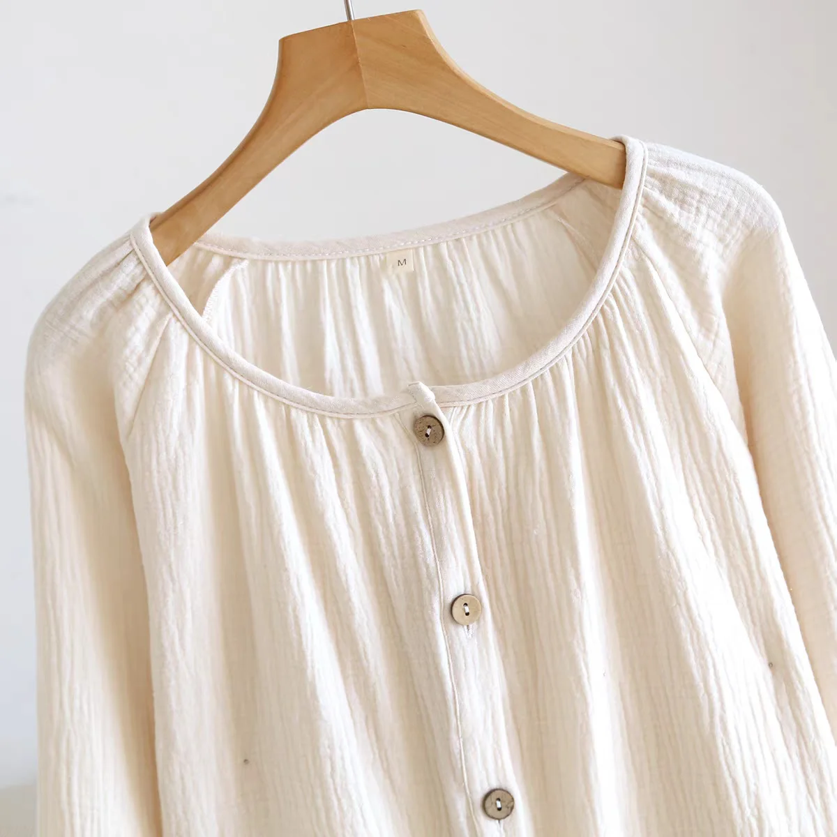 

Spring Autumn Fashion Blusa Women's Ethnic Vintage Cotton Linen Casual Shirt O-neck Loose Long Sleeve Blouse with Buttons