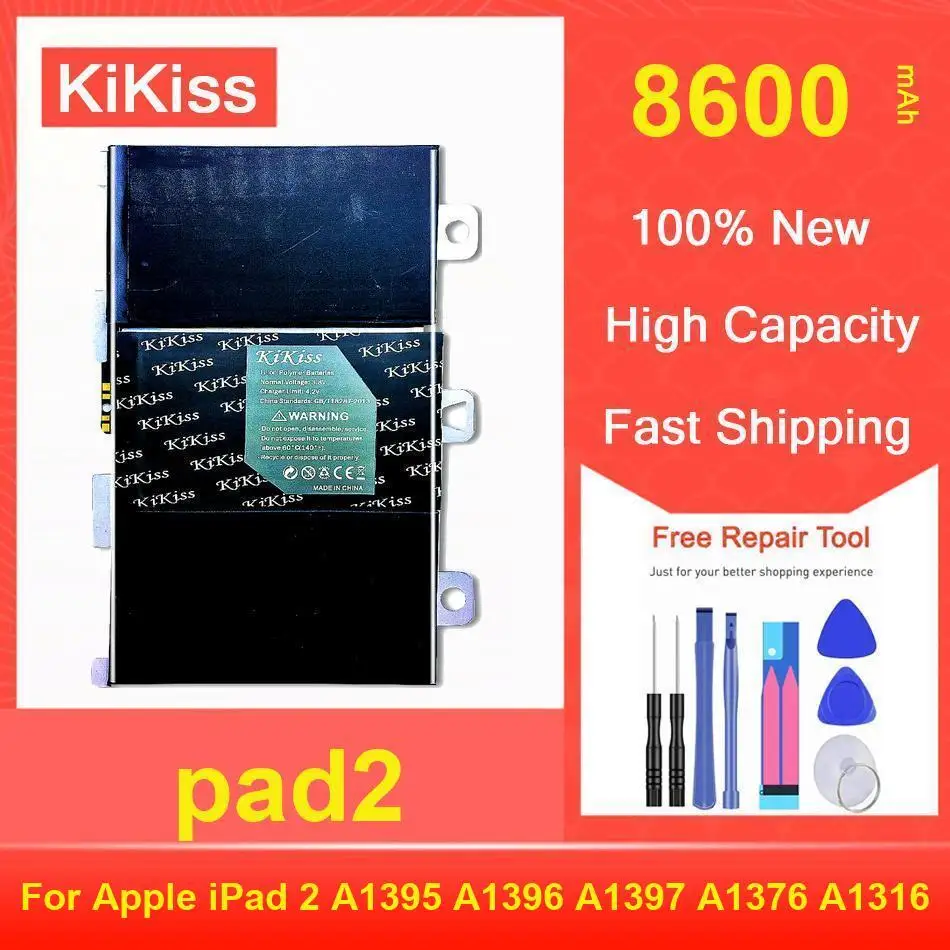 

Kikiss Battery 8600Mah Pad2 For Apple Ipad 2 A1395 A1396 A1397 A1376 A1316