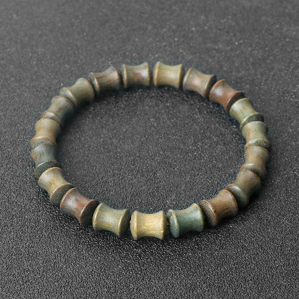 New Wooden Beaded Bracelet Women Men Vintage  Bamboo Shape Sandalwood Black Rosewood Beads Braided Bangles Friends Lucky Jewelry