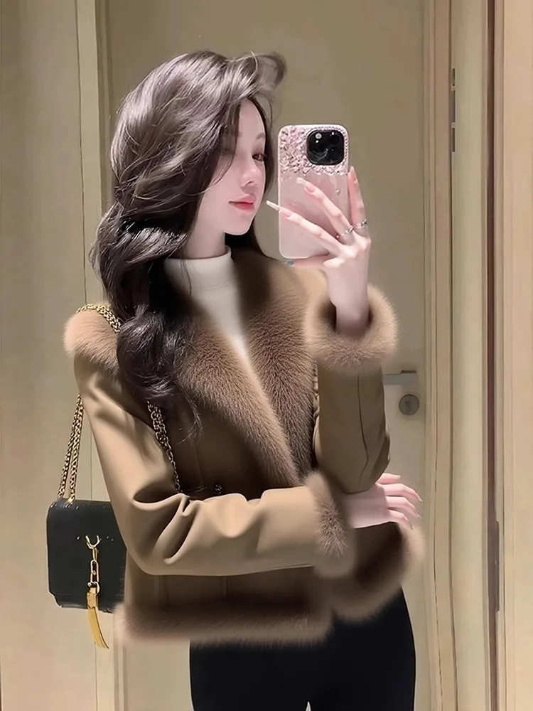 

Женское пальто Ele ort Thiened с меховым воротником, с застежкой на талии, модная роскошная зимняя верхняя одежда на пуговицах Numen