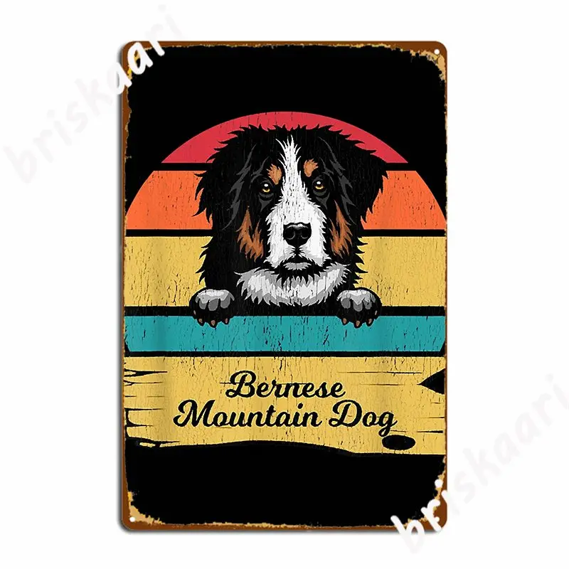 Dog Shirt Retro Style Bernese Mountain Dog Metal Sign Wall Cave Living Room Painting Décor Decoration Tin Sign Poster