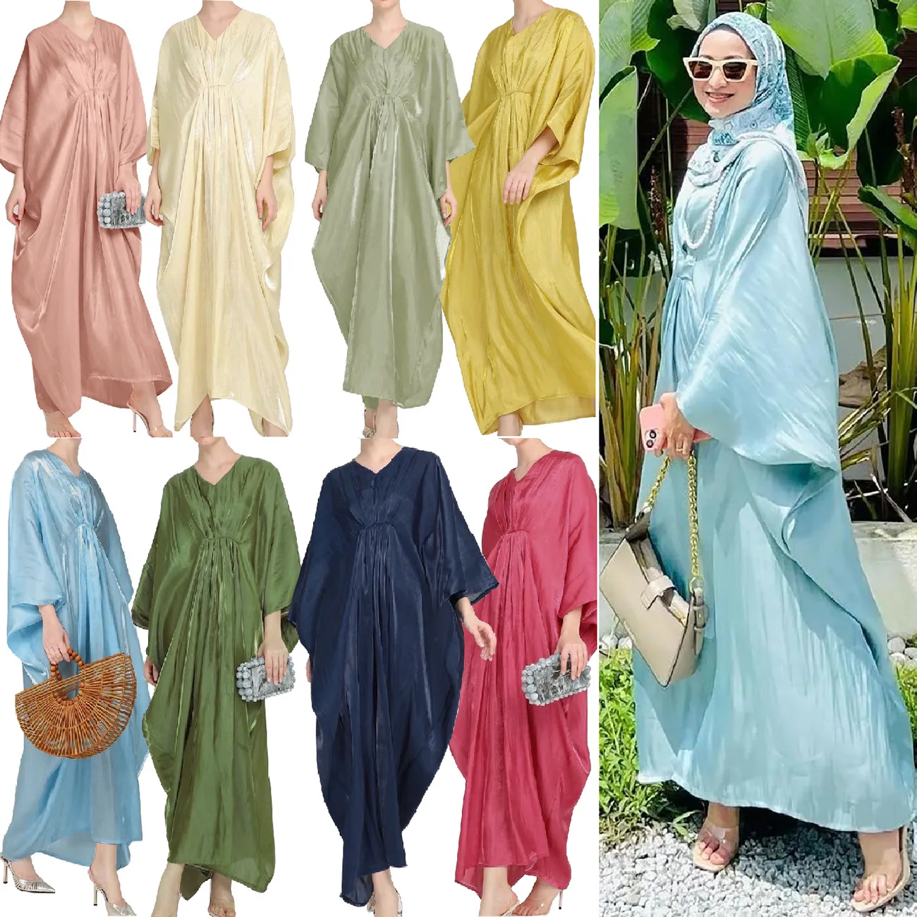

Malaysia Eid Ramadan Abaya Kaftan Moroccan Robe Women Muslim Djellaba Maxi Dress Islam Clothing Dubai Caftan Gown Vestidos