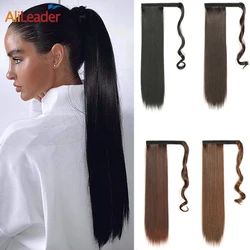 Lange Rechte Paardenstaart Wikkel Rond Clip In Hair Extensions 50/55Cm Ombre Synthetische Rechte Paardenstaart Haarstuk Nep Pony Tail