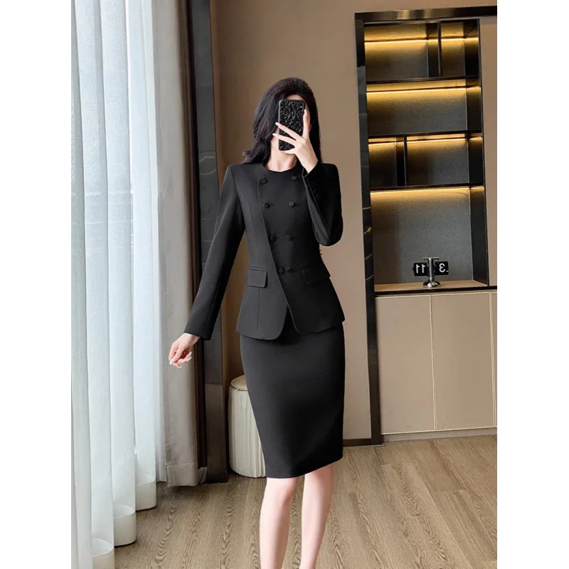 Elegant professional suit skirt2025New stylish and elegant hostess formal attire for front desk reception workwear for women