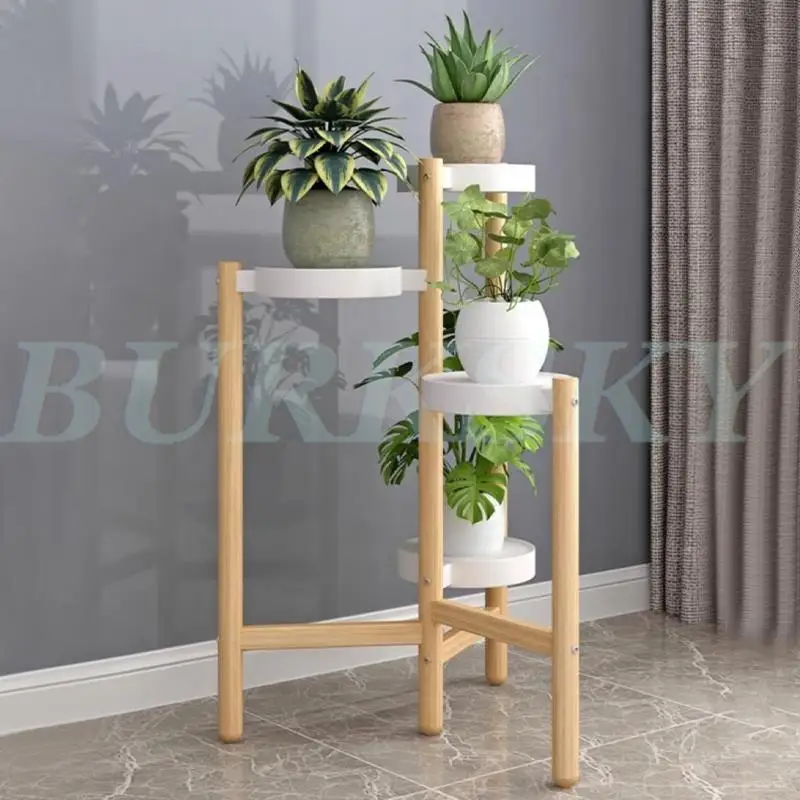 Plant Stand Flower Rack Storage Rack Balcony Multi-layer Floor Stand Iron Art Indoor Flower Pot Rack Bonsai Display Rack 3/4 Pot