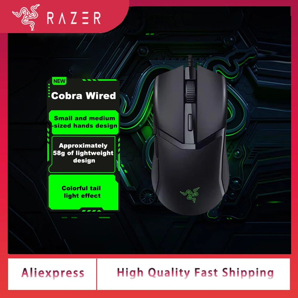 

100% Original Razer Cobra Lightweight Wired Gaming Mouse Optical Mouse Switches Gen-3 Chroma Lighting with Gradient Underglow