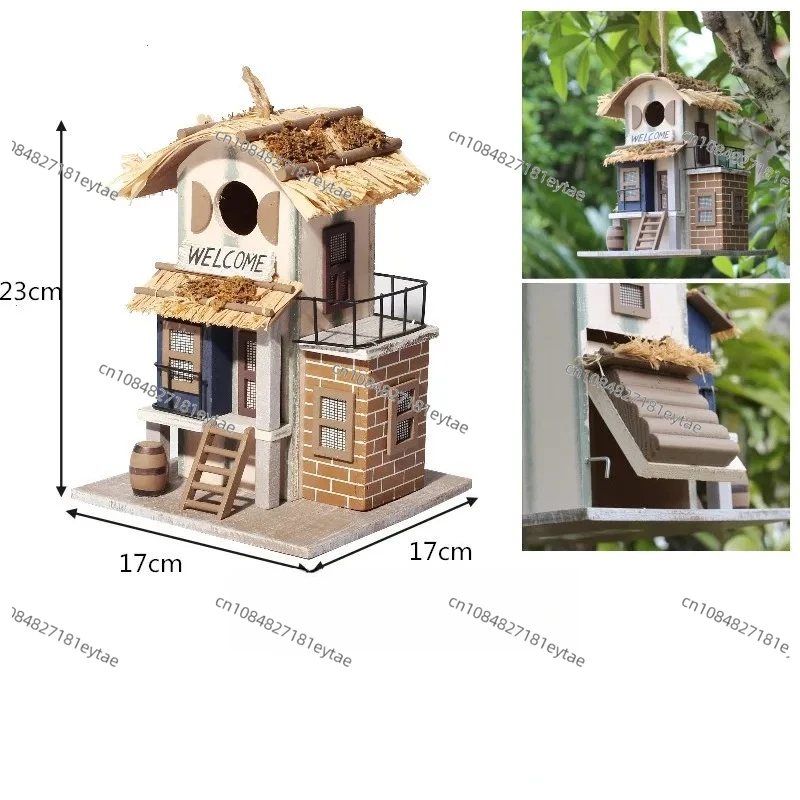 

Деревянный домик для птиц ручной работы, креативная милая вилла для защиты птиц на улице, в саду и парке