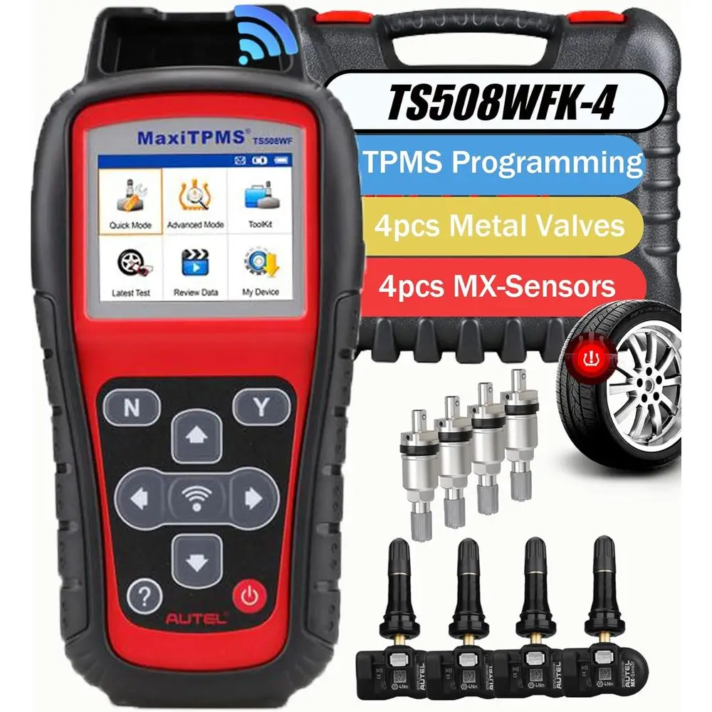 

MaxiTPMS TS508WFK-4 TS508WF with 4pcs MX Sensor + 4pcs Metal Valves Upgrade of TS508K TS508 Read Activate Relearn All Known Sens