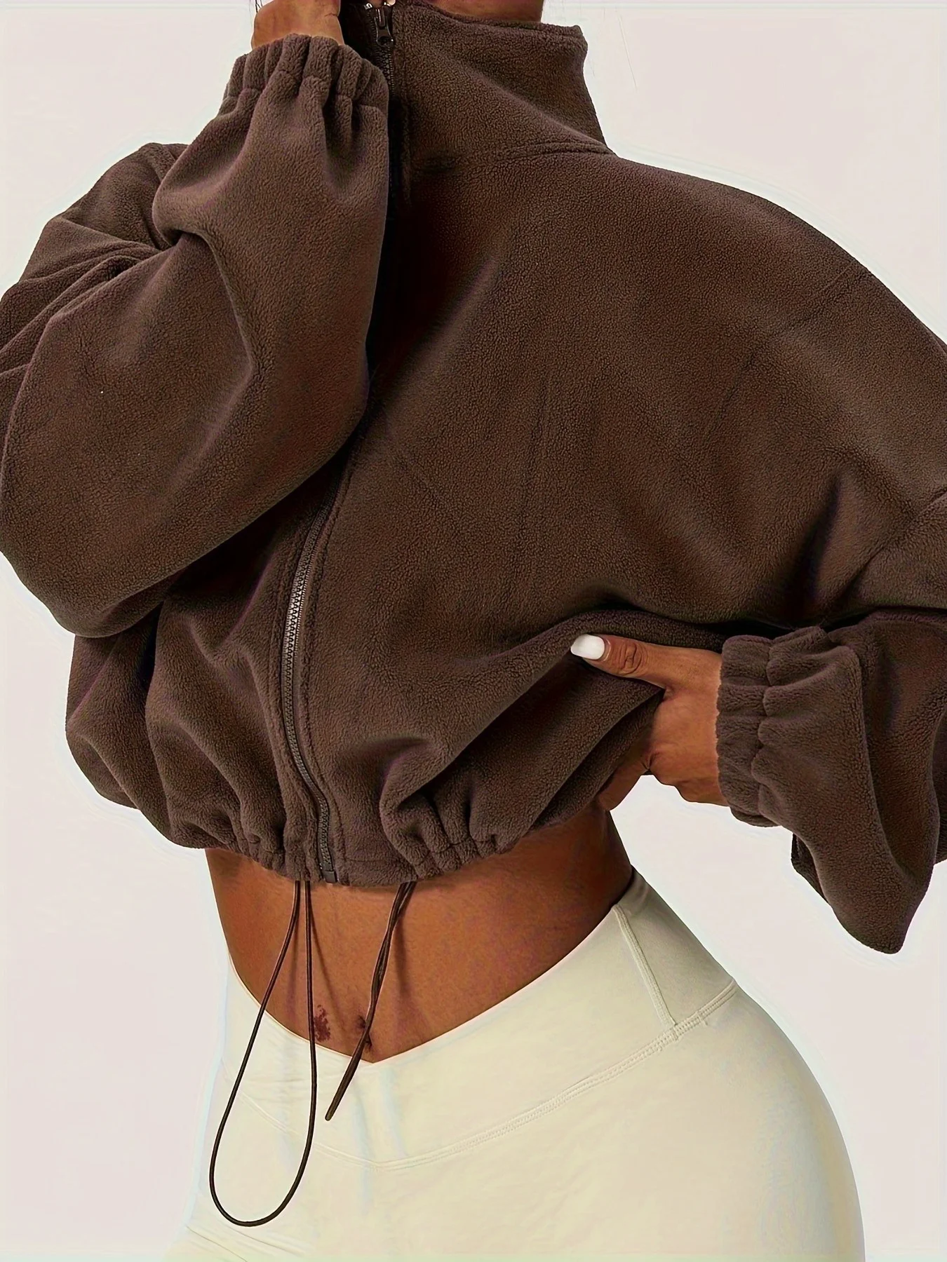 Herfst 2026 Nieuw polarfleecejack voor dames met opstaande kraag (plus fluweel) ontspannen sporttop met ritssluiting