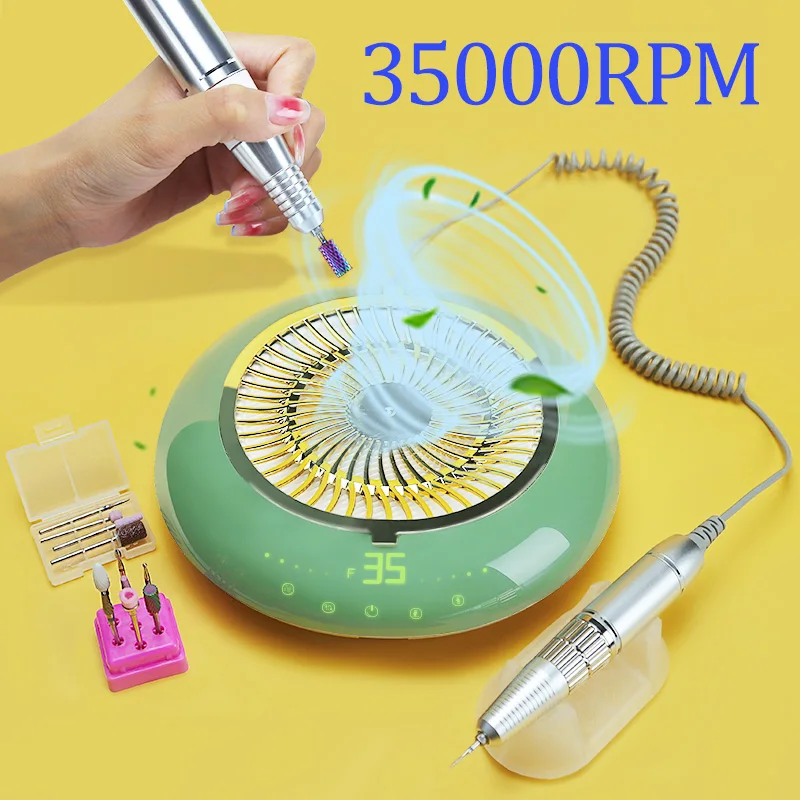 

35000RPM Professional Electric Nail Drill Machine with LCD Display Manicure Drill Set For Gel Polish Rechargeable Nail Tool