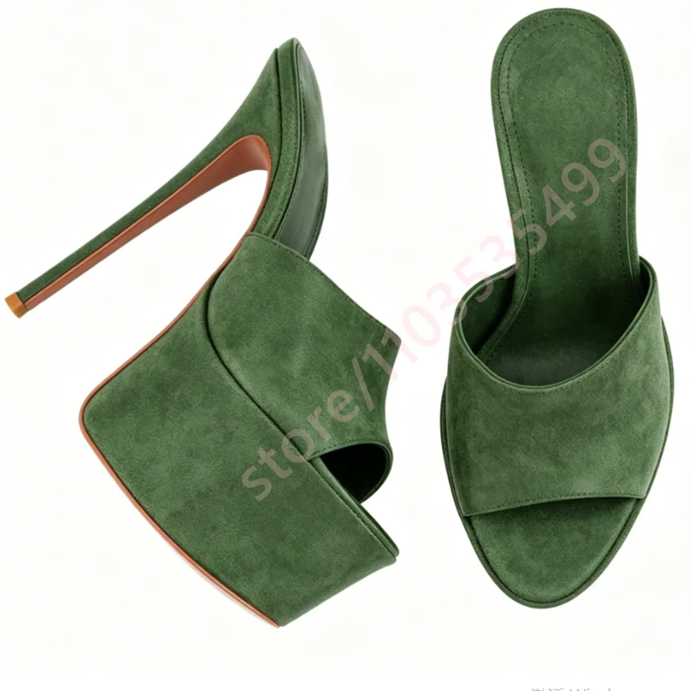 Elegante Damen-Peep-Toe-Plateau-Slipper mit einfarbigen Kreuzriemen, modische Runway-Stilettos für Party, Nachtclub und Kleider-Sandalen