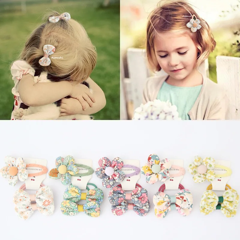 مشابك شعر زهرية للفتيات الصغيرات، ربطات شعر من القماش مكونة من 3 قطع من مجموعة أميرات الحفلات سهلة الاستخدام