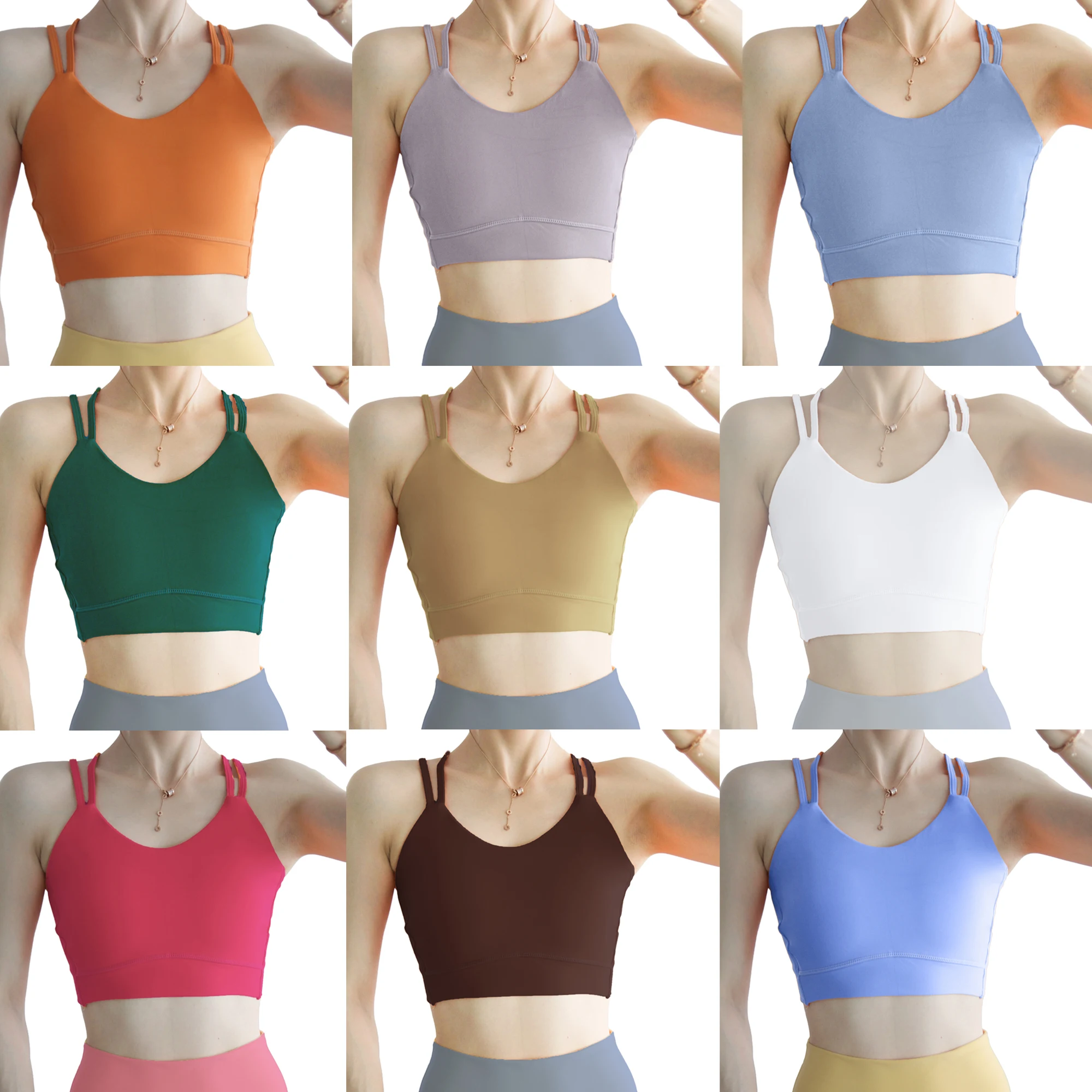 

Women's Sports Vest 9 Solid Colors,Multiple Sizes Close Fitting Design,Lady's Classic Style Bra Double Shoulder Straps