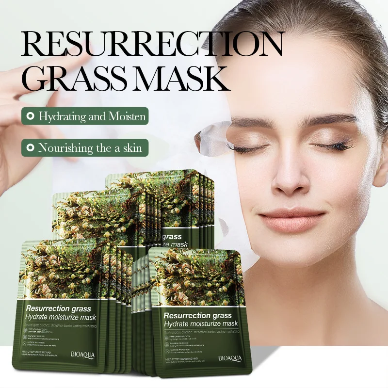 10pcs Hydrating Face Mask Moisturizing Firming Anti-Aging Whitening Skin Care Resurrection Grass Facial Mask Sheet Products