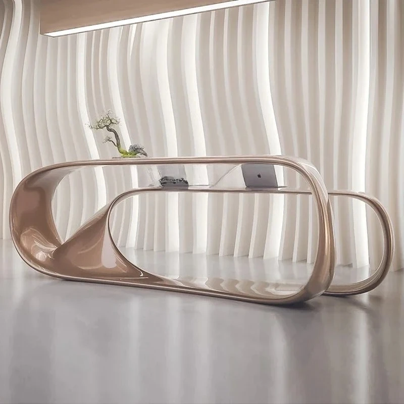

xxzDesign Technology Sense Front Desk Creative Fashion Reception Desk FRP Paint Arc Front Desk