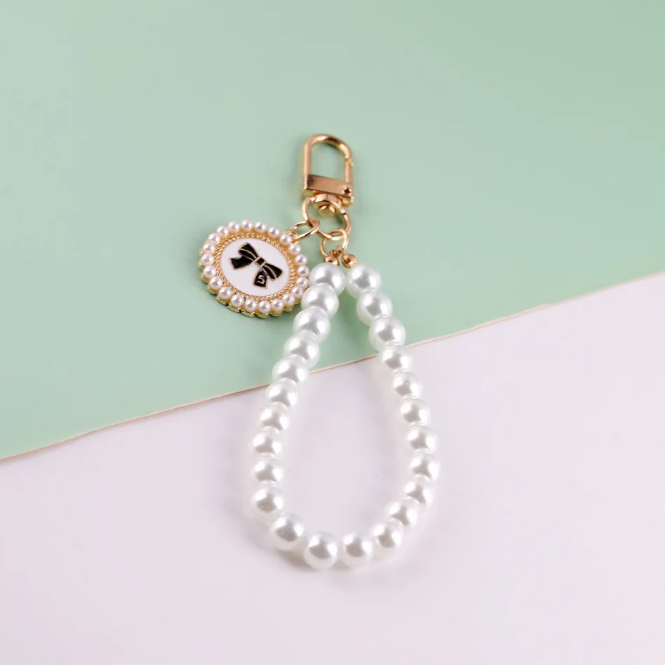 

Handmade String Glass Pearl Wristlet for Cell Phone Keys Door Knob Hanger Portable Sturdy Daily Use