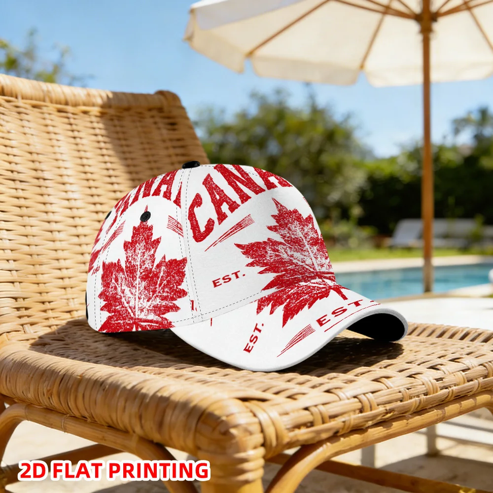 Customization 1pc 2D Flat Canada Maple Leaf Vintage Design Design Baseball Cap - Adjustable Snapback, Lightweight Comfortable Ha