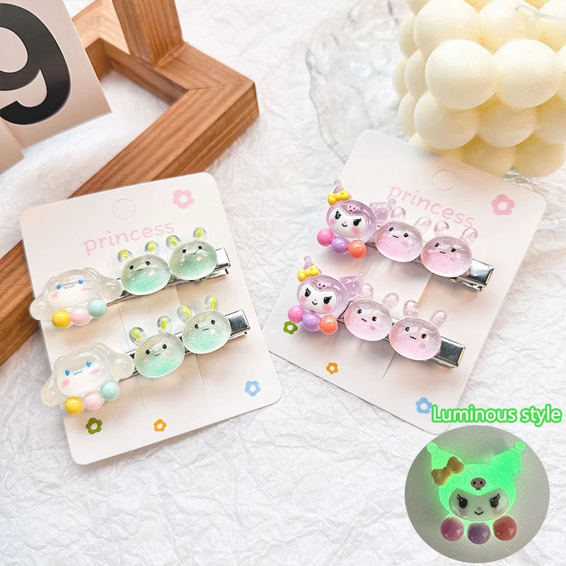 Sanrio Anime Hello Kitty Coulomi Hairpin, Valor Luminoso, Coração da Menina Bonito Dos Desenhos Animados, Franja na Moda e Versátil