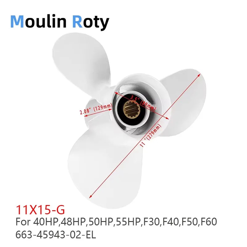 

Marine Propeller Suitable for Yamaha 40-60 Horsepower 11 X 15-g, 663-45943-02-El/69W-45943-00-El 13 Teeth