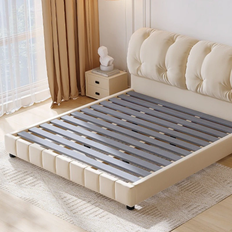 Cream wind double bed white fabric comfortable home bed frame modern simple high-end muebles de dormitorio bedroom furniture