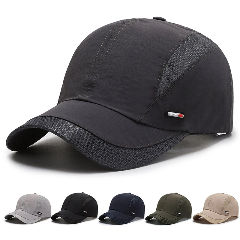 

New Spring Summer Men's Breathable Mesh Snapback Black Baseball Cap Sport Dad Fishing Hat Dropshipping