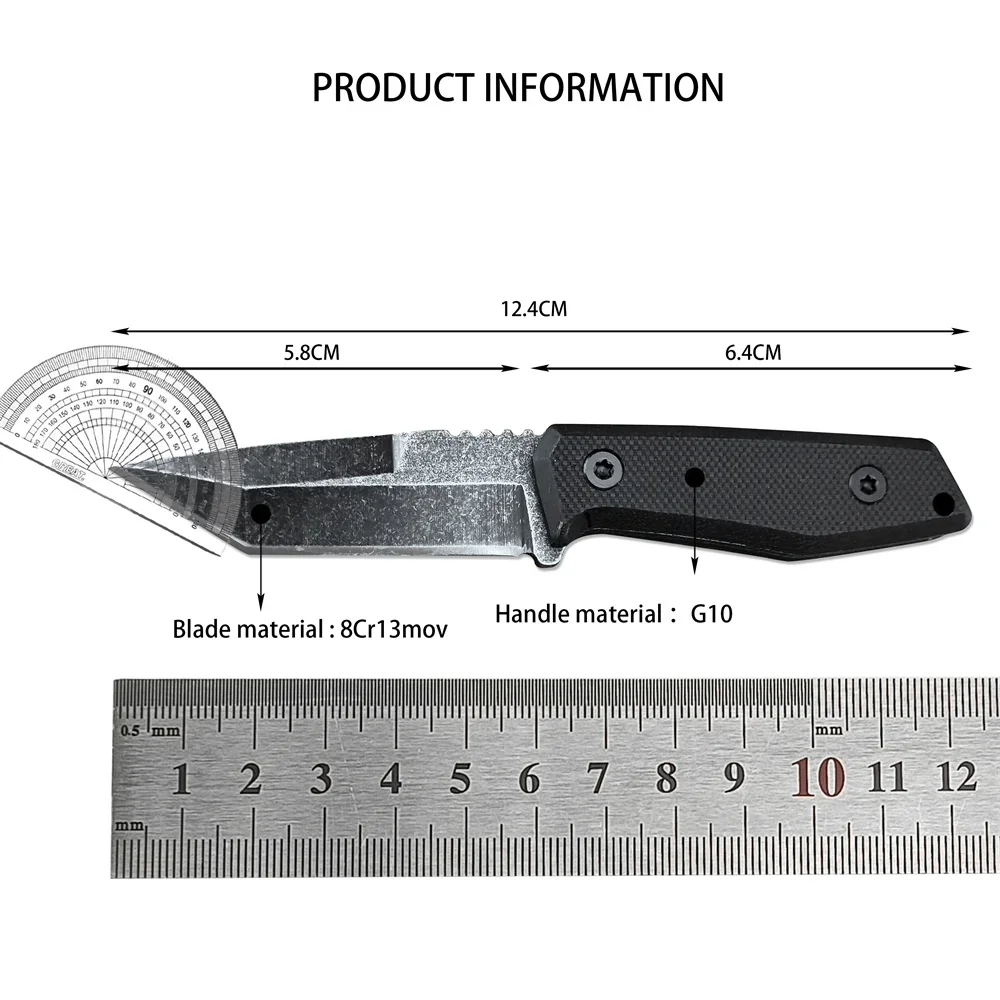 DAR03 Neck Keychain Knife Outdoor EDC Fixed Blade Knife 8Cr13mov Blade G10 Handle Camping Hiking Knife Hunting Survival Tool