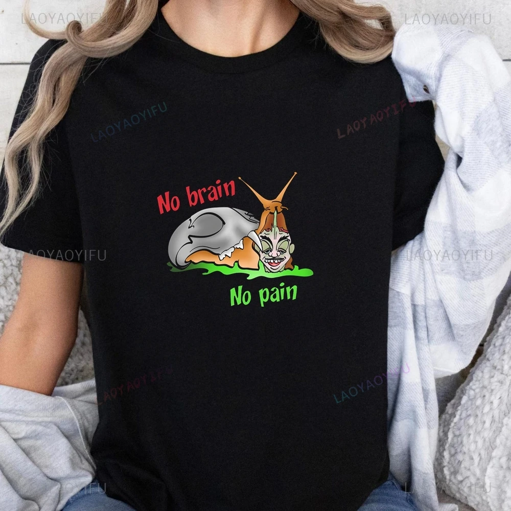 

Snail Mindless and Painless Printed T-shirt Top, Harajuku Short-sleeved Shirt for Both Men and Women, Large Patterned T-shirt