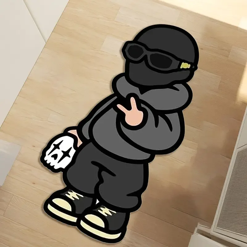Der Teppich im VIKAMA Alien-Cartoon-Charakter-Design ist weich und bequem. Es ist ein Nachttischteppich für Schlafzimmer und Heimdekoration