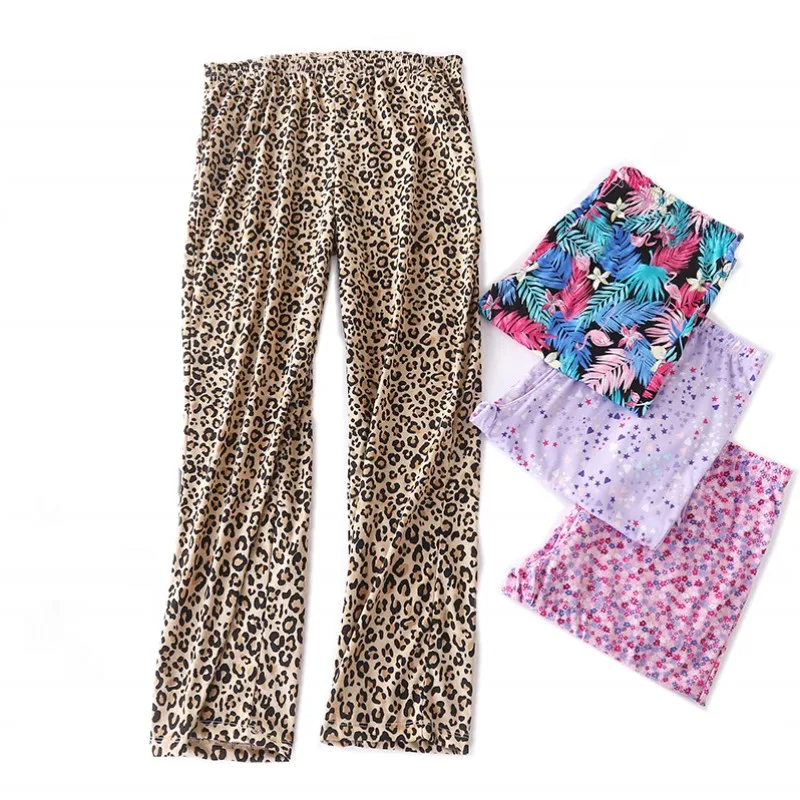 Spring Summer 100% Cotton Pants Women Sleep Bottoms Female Plus Size Night Trousers Sleepwear Pyjama Print Home Pajama Pants