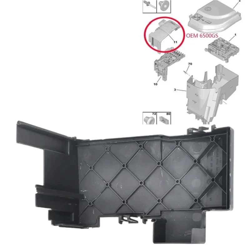 Checking Stand And Fuse Box Cover 6500GS For Peugeot RCZ 5008 308 3008 Citroen C4 Picasso Car battery manager lid