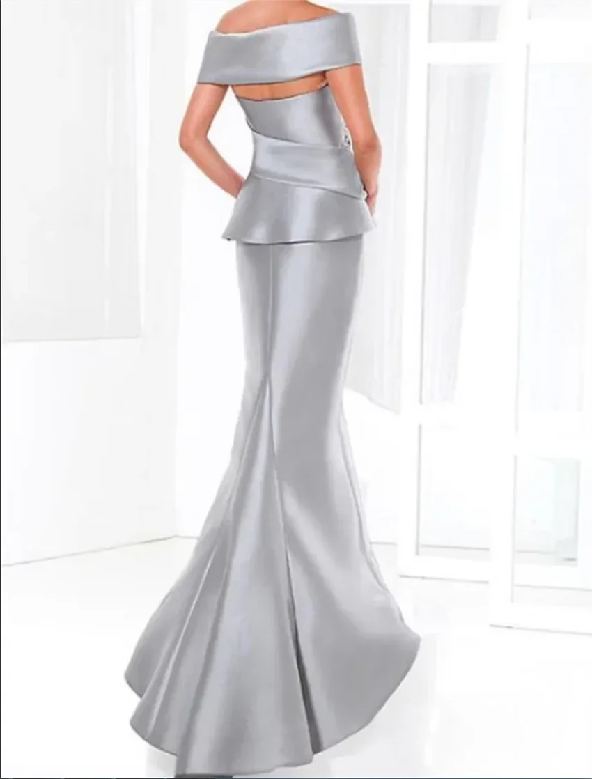 Elegante Meerjungfrau lange Spitze Mutter der Braut Kleider Perlen Satin Patin Kleider formelle Party kleid