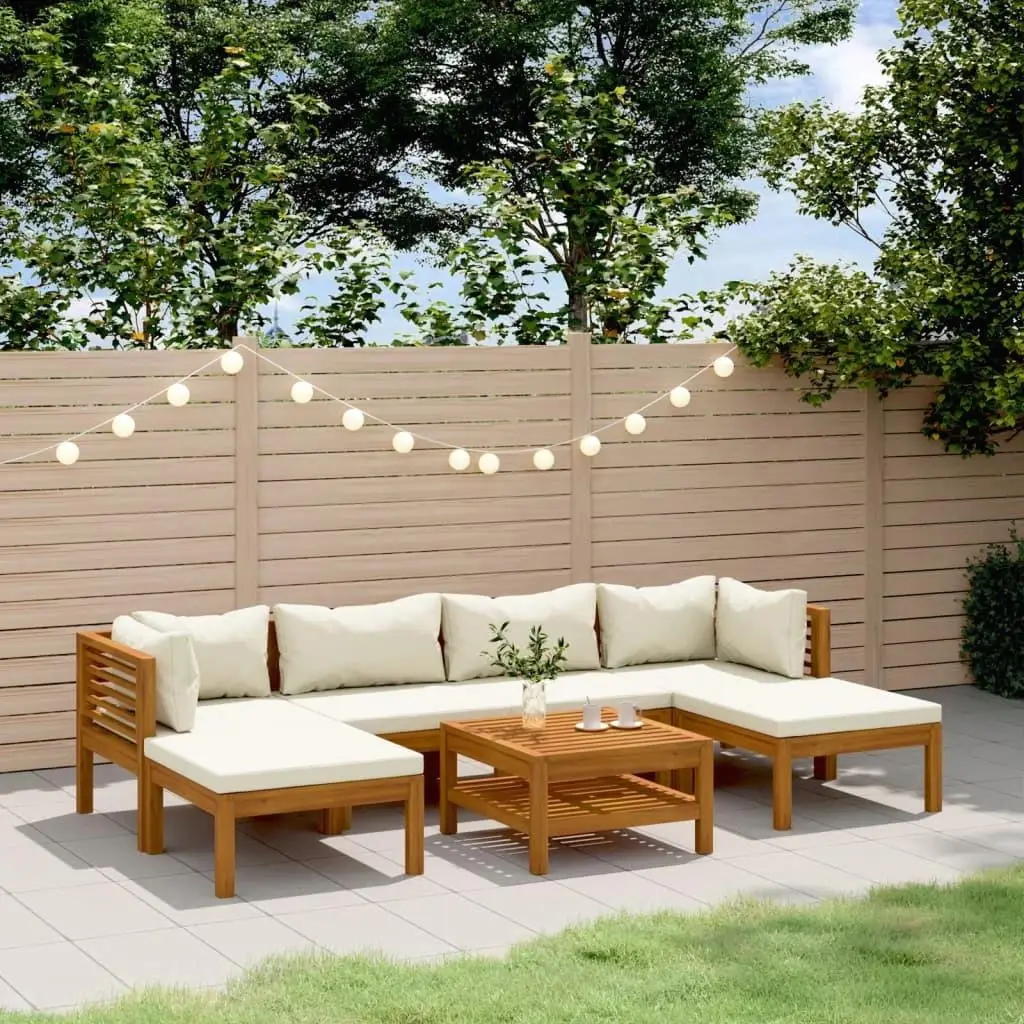 

Cream Acacia Wood Modular Garden Lounge Set Outdoor Patio Furniture Suitable for Relaxation and Entertainment