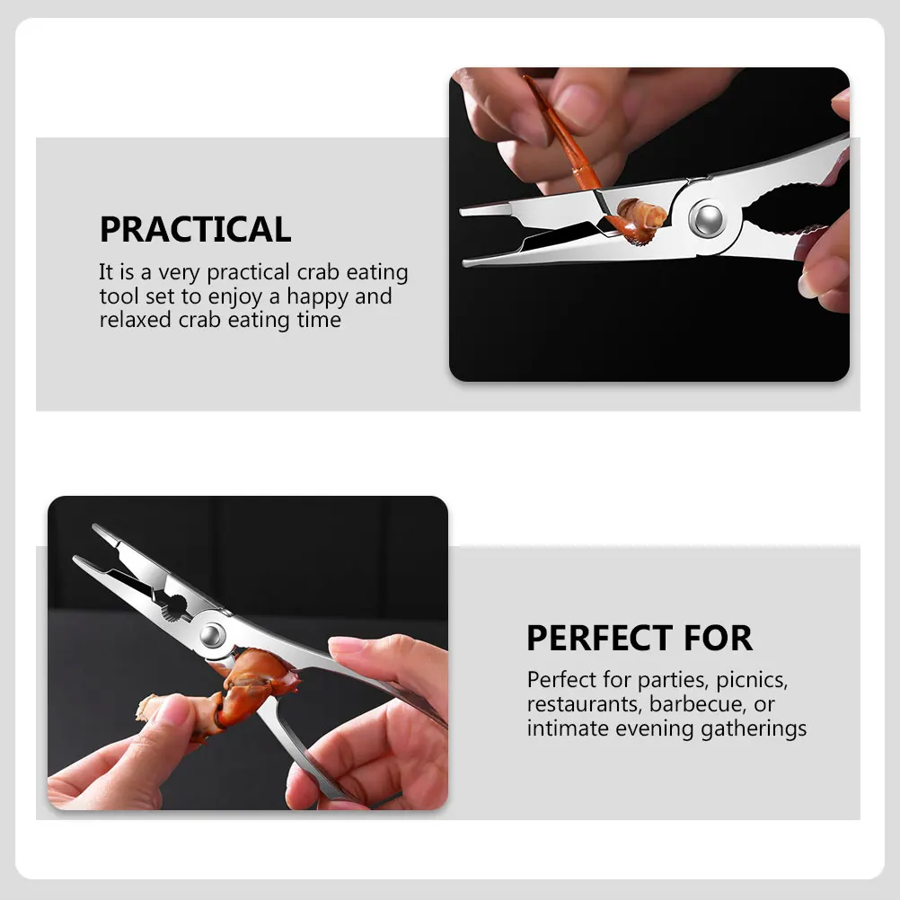 

2pcs Crab Dismantling Tools 304 Stainless Steel Seafood Eating Set Crab Plier Pick for Party BBQ Gathering Shell Opener
