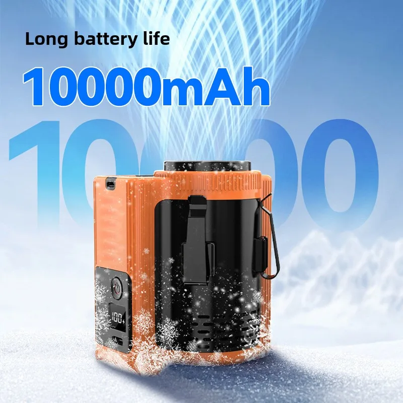 Battery Flashlight Outdoor Camping Work Waist Fan USB Charging 10000mAh Long Range Power Bank LED Light 5-speed Small Fan Light