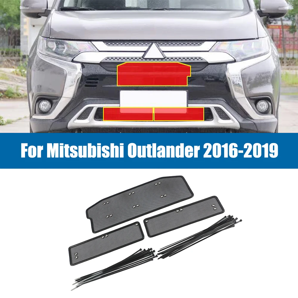 

For Mitsubishi Outlander 2016 - 2019 Stainless Car Front Grille Insert Net Screening Mesh Cover Trim Protection Car Accessories